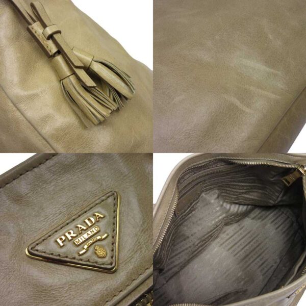 g0168 2 Prada 2Way Bag Triangle Leather Beige