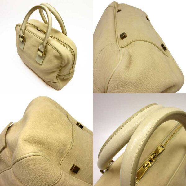 g0229 2 Celine Handbag Leather Beige