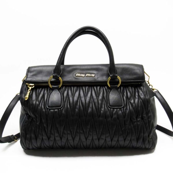 g2004b Miu Miu Handbag Shoulder Bag Leather Black