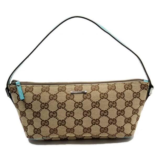 g2066a Gucci GG Mini Handbag Beige Blue Canvas