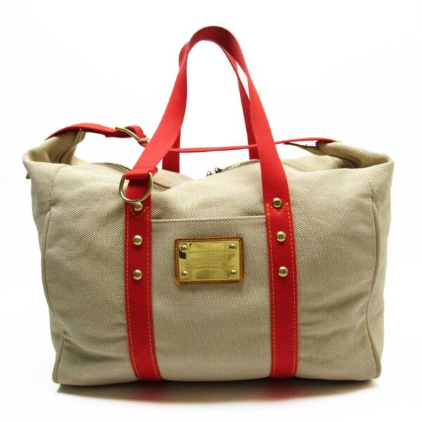 g2141a Louis Vuitton Antigua Sac Weekend Canvas Bag Beige Red