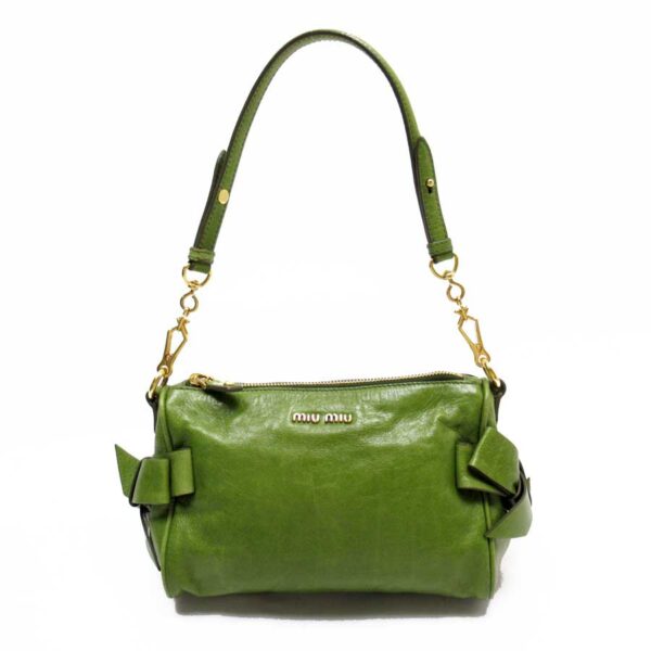 g2202 Miu Miu Mini Shoulder Bag Leather Green