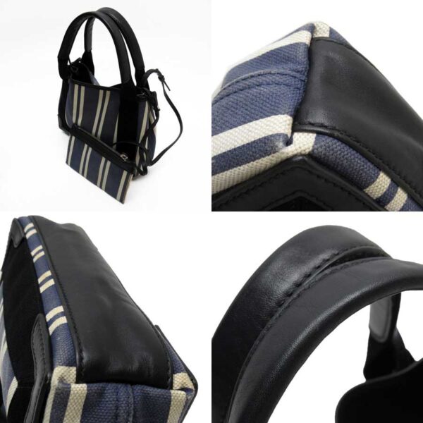 g2246 1 Balenciaga Canvas Leather 2Way Bag Black Blue White