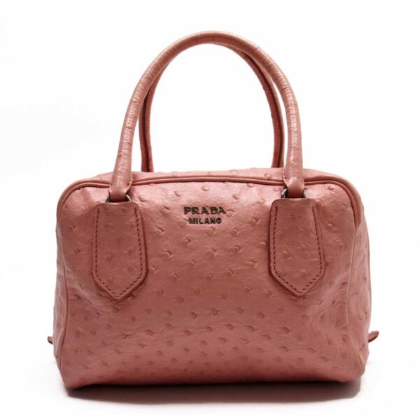 g2253a Prada Handbag Ostrich Like Leather Pink