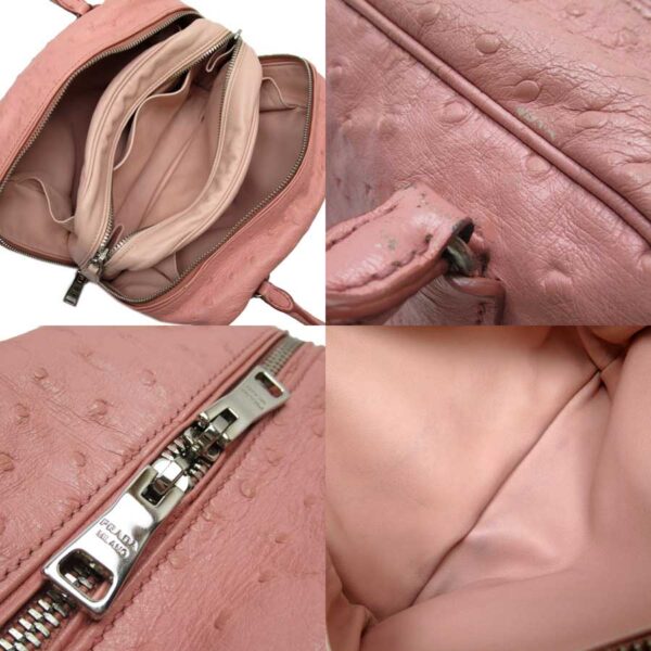 g2253a 2 Prada Handbag Ostrich Like Leather Pink