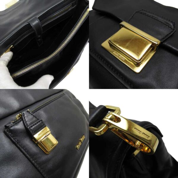 g2414b 2 Miu Miu Handbag Shoulder Bag 2Way Bag Leather Black