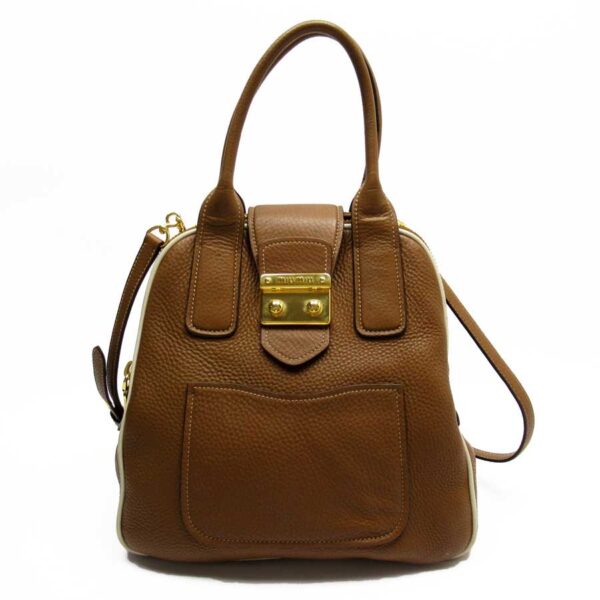 g2421a Miu Miu Handbag Shoulder Bag 2Way Bag Leather Brown