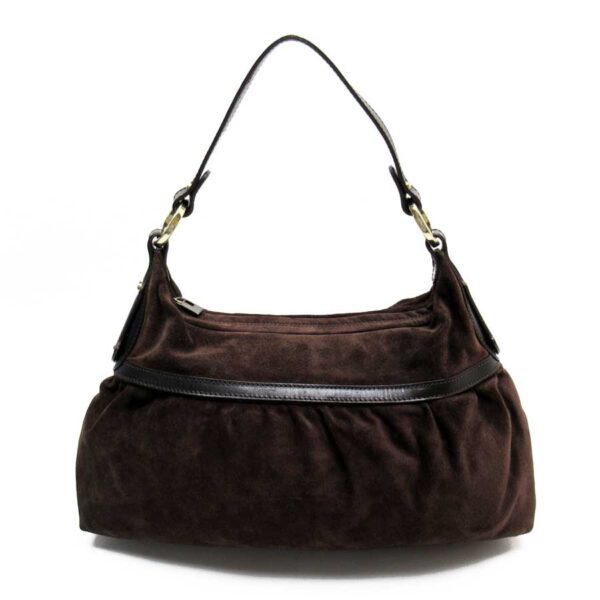 g2652a Fendi 2Way Shoulder Bag Suede Leather Brown