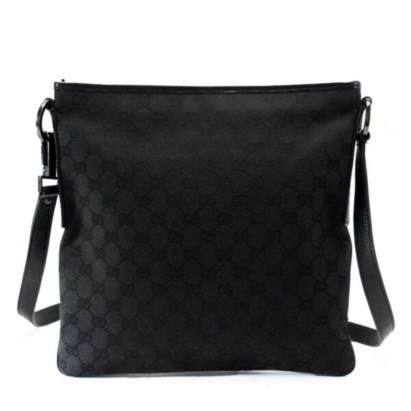 g2740a Gucci GG Crossbody Shoulder Bag Leather Canvas Bag Black