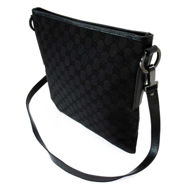 g2740a 2 Gucci GG Crossbody Shoulder Bag Leather Canvas Bag Black