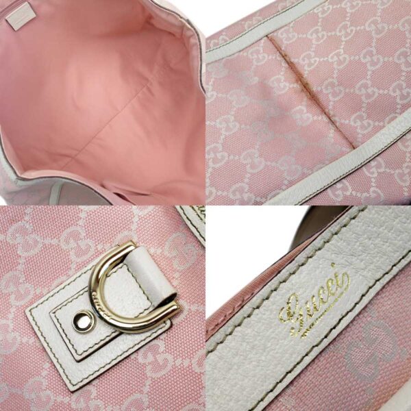 g2748a 2 Gucci GG Tote Bag Leather Canvas Bag Pink Off White