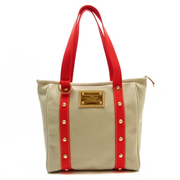 g2754a Louis Vuitton Antigua Hippo MM Canvas Tote Bag Beige Red