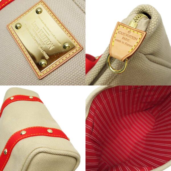 g2754a 4 Louis Vuitton Antigua Hippo MM Canvas Tote Bag Beige Red