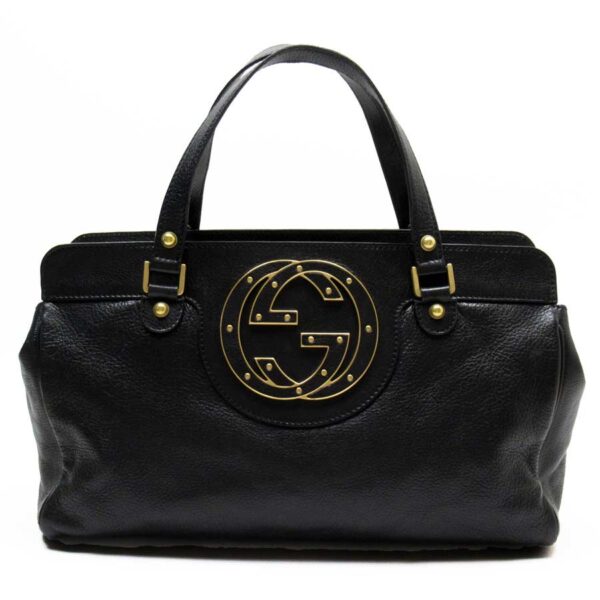 g2763a Gucci Interlocking G Shoulder Bag Leather Bag Black