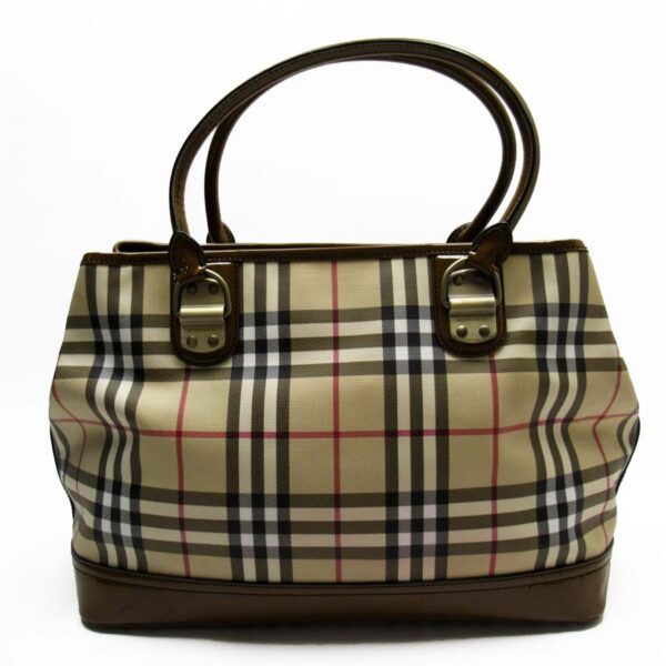 g2793a Burberry Nova Check Patent Leather Tote Bag Brown