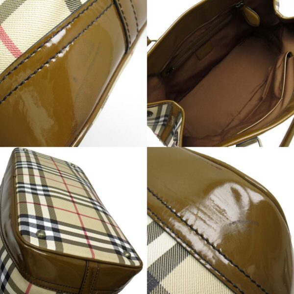 g2793a 4 Burberry Nova Check Patent Leather Tote Bag Brown