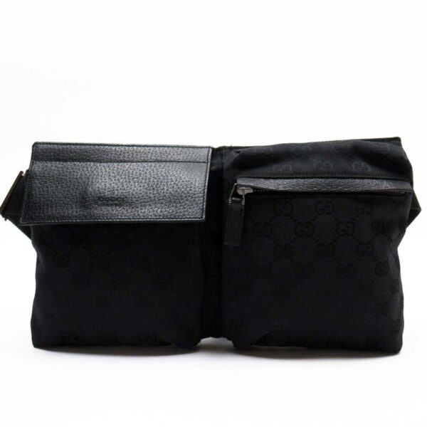 g2826a Gucci GG Waist Pouch Body Bag Canvas Leather Bag Black