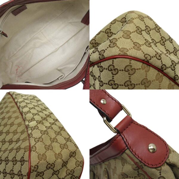 g2827a 4 Gucci GG Crossbody Shoulder Bag Canvas Leather Bag Beige Brown