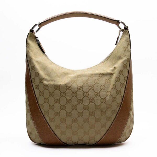 g2905a Gucci GG Shoulder Bag Canvas Leather Bag Beige Brown