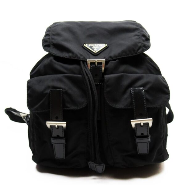 g3309a Prada Triangle Nylon Leather Backpack Black