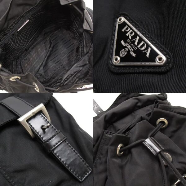 g3309a 4 Prada Triangle Nylon Leather Backpack Black