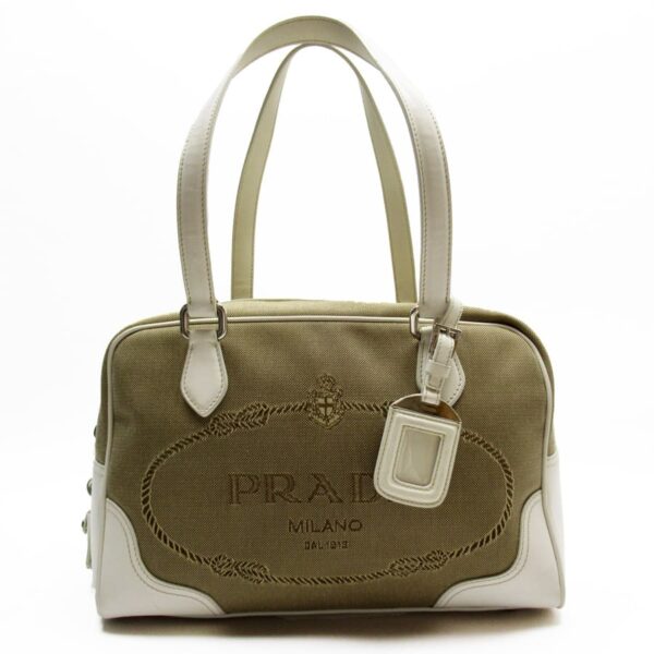 g3313a Prada Canvas Leather Shoulder Bag Brown White