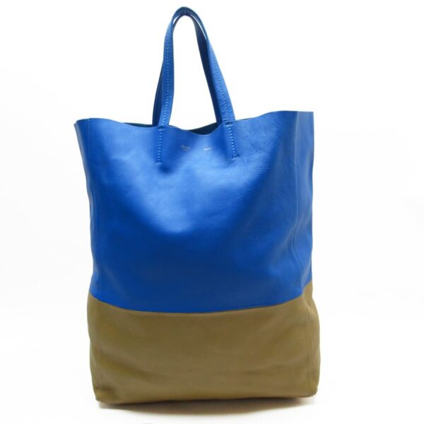 g3370g Celine Cabas Tote Bag Leather Blue Brown