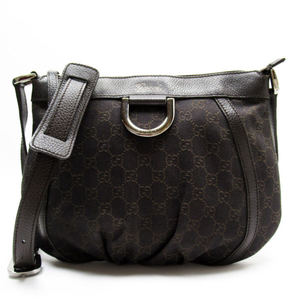 g3460a Gucci GG Canvas Leather Shoulder Bag Brown