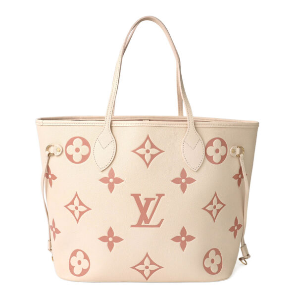 glvm21579 1 Louis Vuitton Neverfull MM Tote Bag Monogram Empreinte Beige Pink