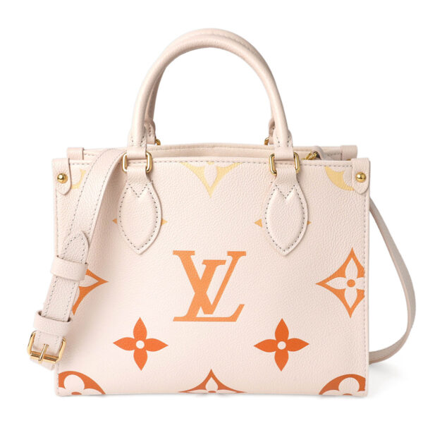 glvm46513 1 Louis Vuitton On the Go PM Tote Bag Empreinte Beige Orange