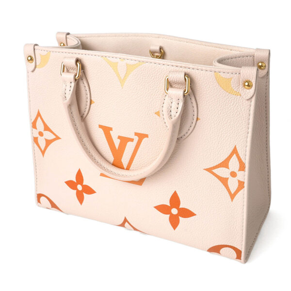 glvm46513 4 Louis Vuitton On the Go PM Tote Bag Empreinte Beige Orange