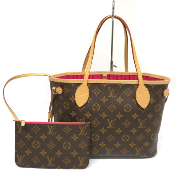 h2104663 1 Louis Vuitton Neverfull PM Tote Bag Monogram Canvas Brown Pink