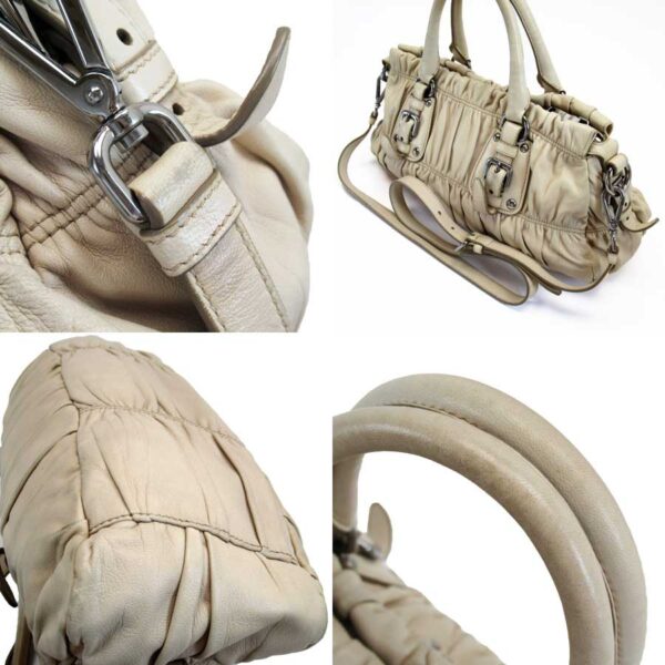 h22466 1 Prada Leather 2Way Bag Beige