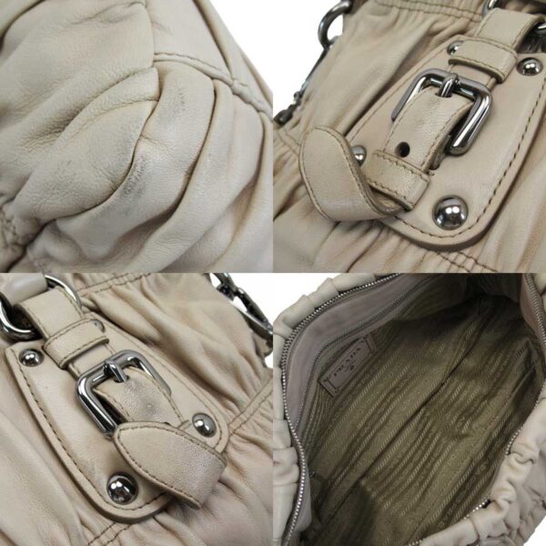 h22466 2 Prada Leather 2Way Bag Beige