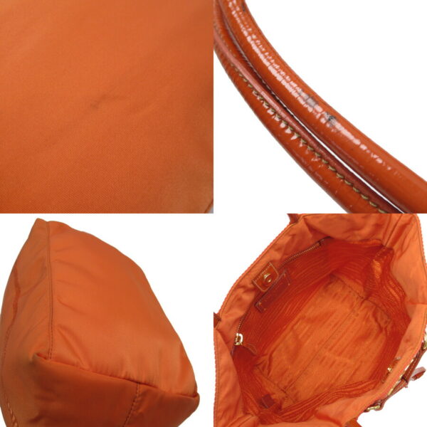 h22685 1 Prada Nylon Patent Leather Tote Bag Orange