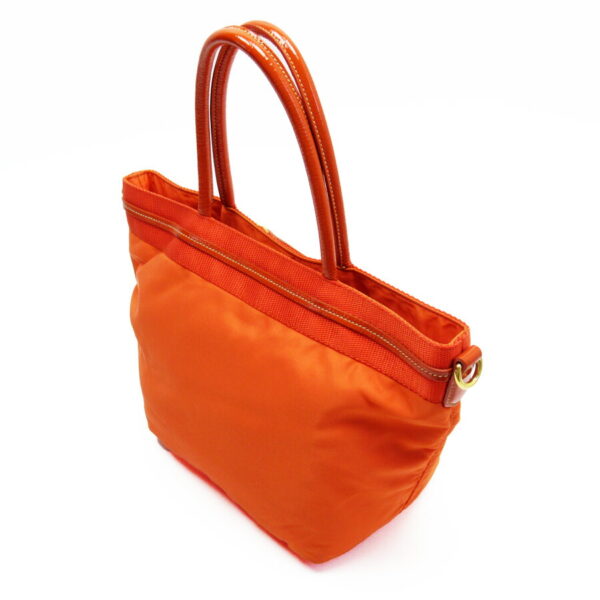 h22685 2 Prada Nylon Patent Leather Tote Bag Orange