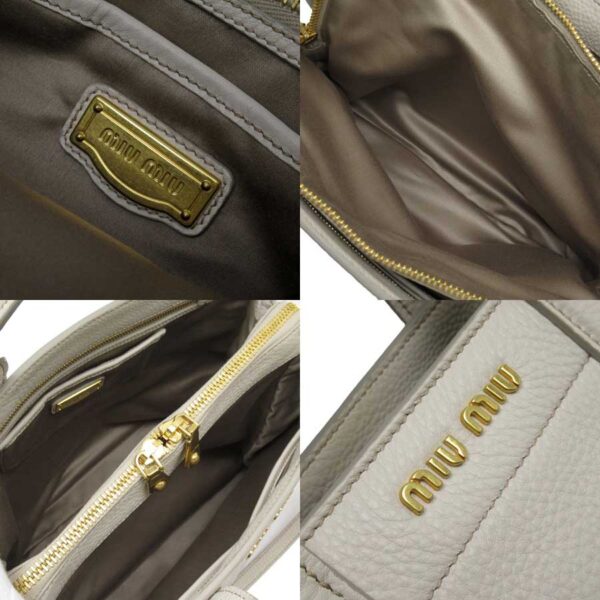 h23133 2 Miu Miu Handbag Crossbody Shoulder Bag 2Way Bag Leather Ivory