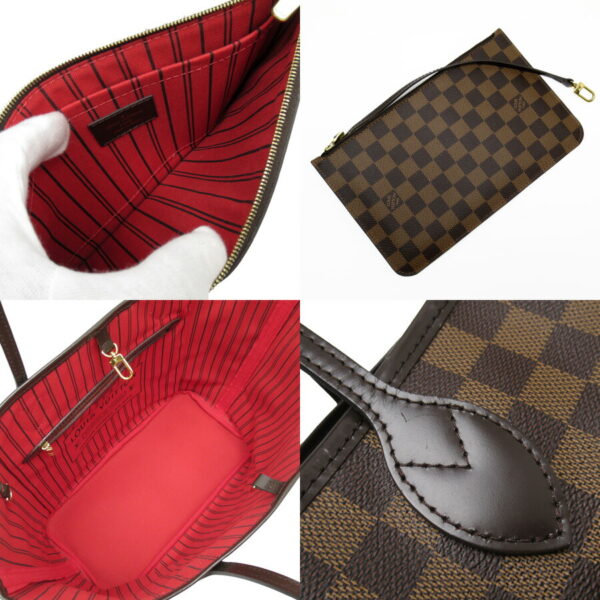 h24038a 2 Louis Vuitton Neverfull MM Damier Ebene Tote Bag Brown