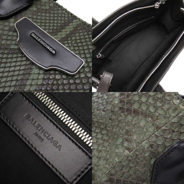 h24164a 2 Balenciaga Python Leather 2Way Bag Green Black