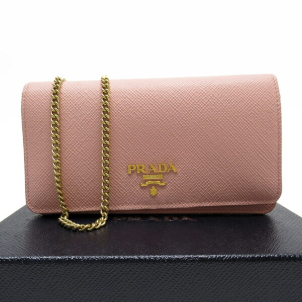 h24247d Prada Leather Crossbody Shoulder Wallet Pink