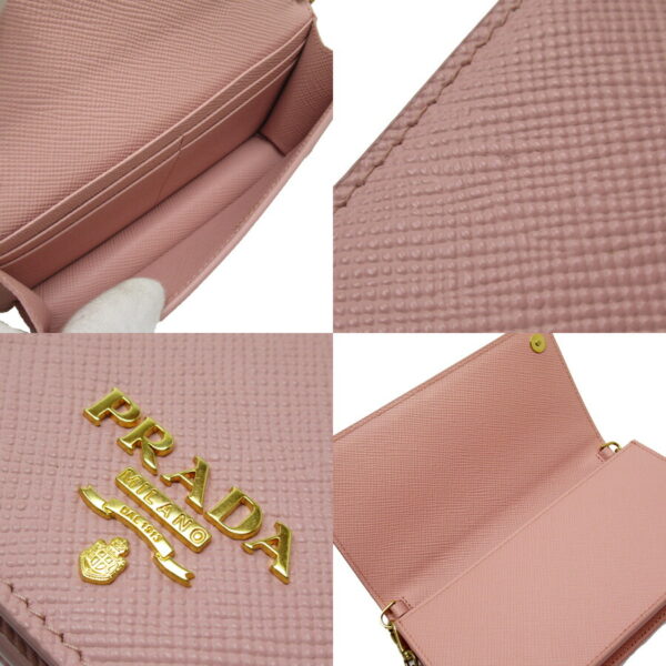 h24247d 2 Prada Leather Crossbody Shoulder Wallet Pink