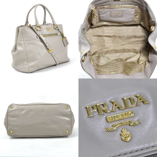 h24263d 1 Prada Leather 2Way Bag Beige