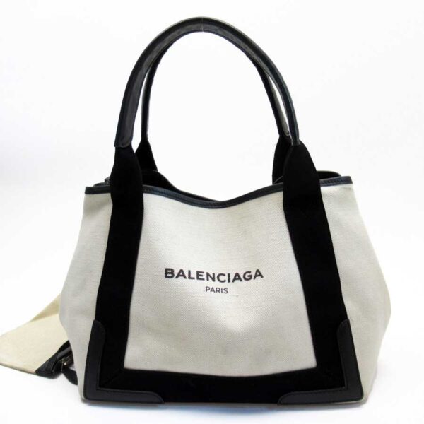 h24324a Balenciaga Canvas Leather Tote Bag White Black