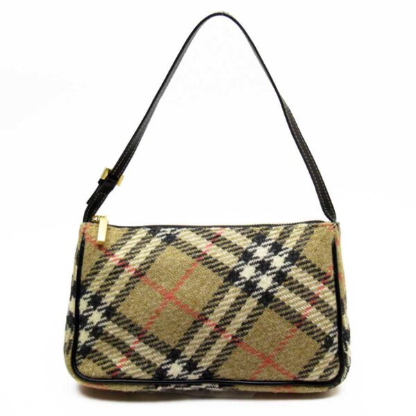 h24547a Burberry Nova Check Wool Leather Accessory Pouch Beige Black