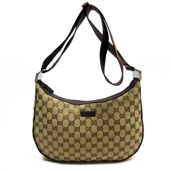 h24639a Gucci GG Crossbody Shoulder Bag Canvas Leather Bag Beige Brown