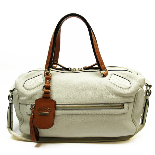 h24671a Gucci 2Way Shoulder Bag Leather Bag White Camel