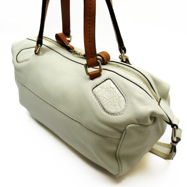 h24671a 2 Gucci 2Way Shoulder Bag Leather Bag White Camel