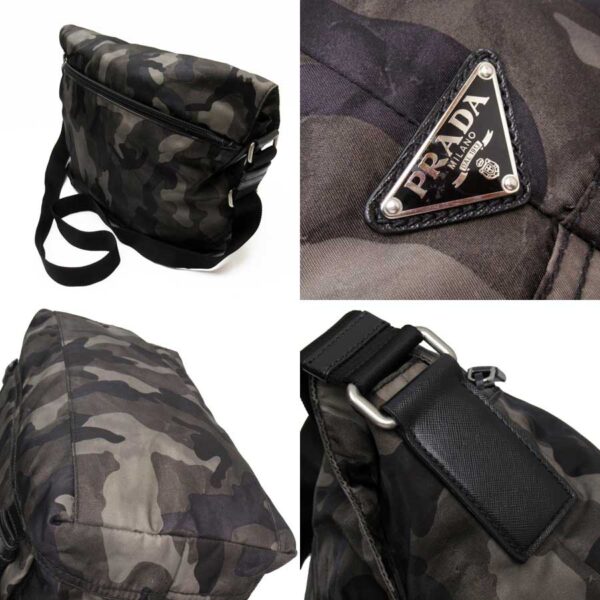 h24741a 1 Prada Camouflage Nylon Messenger Bag Khaki Black