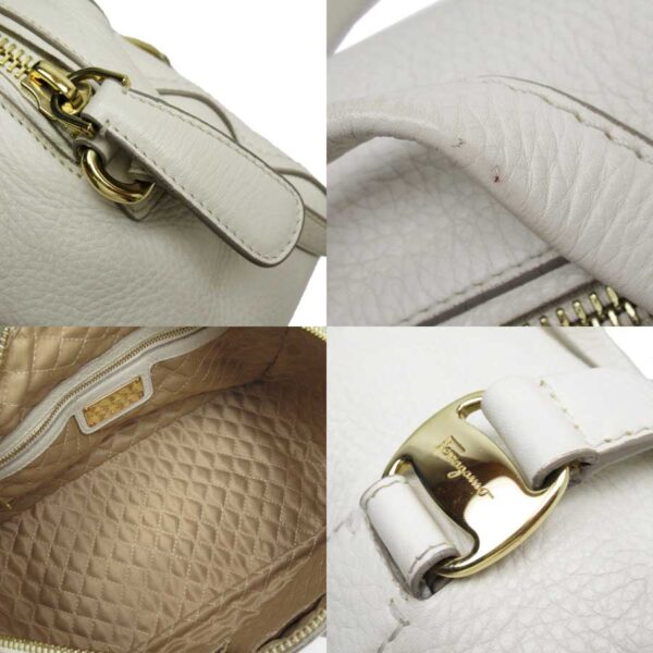 h24746d 2 Salvatore Ferragamo Vara Leather 2Way Bag White