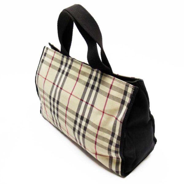 h24802a 2 Burberry Nova Check Canvas Tote Bag Beige Black